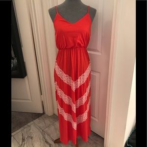 Coral chevron lace maxi with adjustable straps